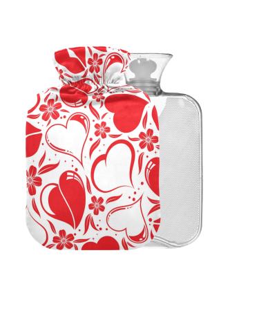 Heart Valentine Hot Water Bottle with Cover 1L Small Hot Water Bag for Pain Relief Hot and Cold Compress BPA Free