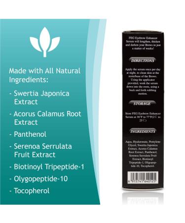 FEG Eyebrow Growth Serum 0.1 Fl Oz - 100% Natural Enhancer for Length, Thickness, and Darkness - Buy Online on GoSupps.com