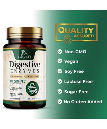 Digestive Enzymes with Probiotics - Probiotic Multi Enzymes with Probiotics and Prebiotics for Digestive Health and Bloating Relief for Women & Men Daily Enzymes for Gut & Digestion - 120 Capsules 120 Count (Pack of 1) - Buy Online on GoSupps.com