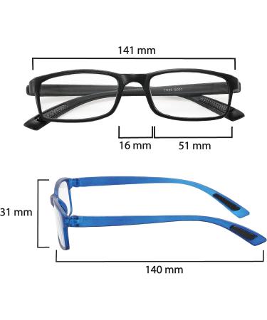 NRDIK Profex Lightweight Reading Glasses 3-Pack - Impact & Scratch-Resistant Flexible Non-Slip - Unisex +1.0 to +4.0 Diopters in Oval Mixed Colors (Black Blue Red) - Buy Online on GoSupps.com