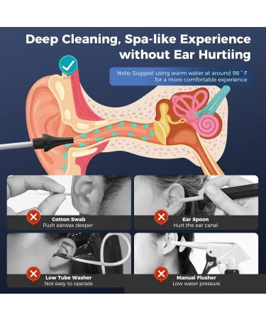 Ear Wax Removal Kit - Water Powered Ear Cleaner | Safe & Effective Electric Tool with 6 Reusable Tips & 3 Pressure Modes | IPX7 Waterproof USB-C Rechargeable - Black - Buy Online on GoSupps.com