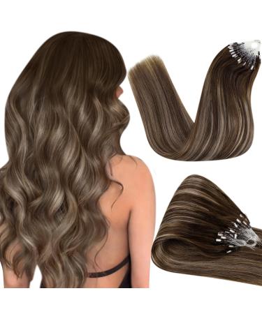 Hetto real hair extensions microring ombre brown microring extensions real hair remy microring extensions hair recovery #4/18/4 dark brown to ashblond smooth 35 cm 50g 35cm 3-3 mr #4/18/4 - Buy Online on GoSupps.com