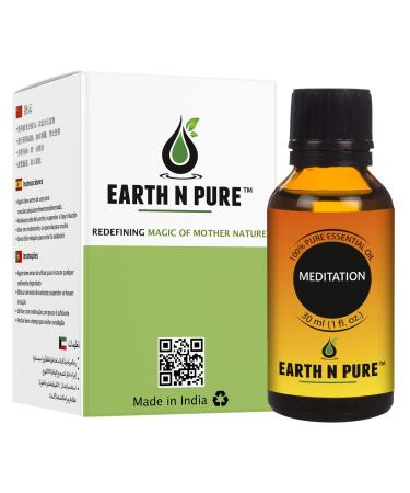 Earth N Pure Essential Oil Blend For Meditation 30 ml Lavender Eucalyptus Mandarine Oils 1.06 Fl Oz (Pack of 1)
