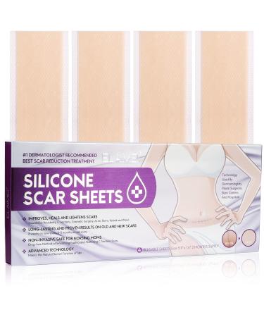Skincare Silicone Scar Sheets Advanced Scar Removal Patch Soften and Flattens Scars Resulting from Surgery Injury Burns C-Section and More 5.9 1.6 4 Sheets