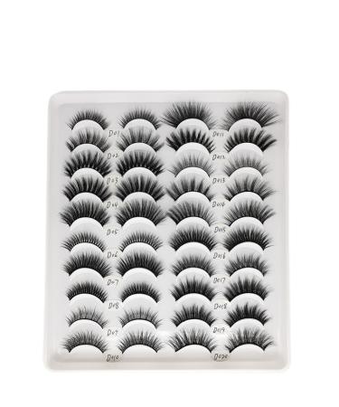 Hipeya 20 Pairs False Eyelashes 20 Styles Mixed Pack Cat Eye Fluffy Eyelashes Pack 3D Volume Multi Layers Insensibility Faux Mink Lashes Packs for Daily Party Show Drama 20-style20pairs