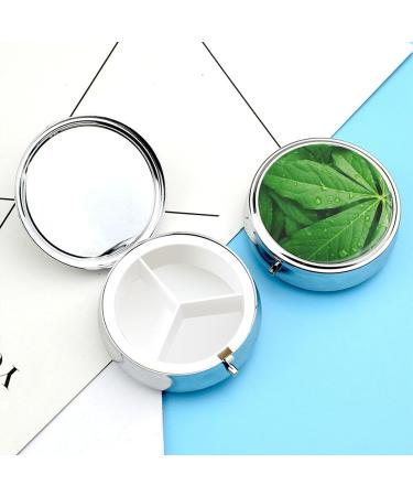 Buy Travel Pill Box with 3 Compartments - Green Leaves Portable Pill Organizer for Purse & Pocket - Buy Online on GoSupps.com