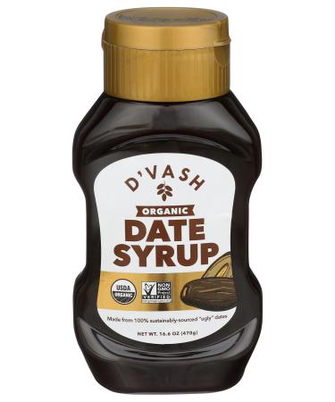 Organic Date Syrup 1 ingredient 100% Dates | D'Vash Organics | 16.6 oz Squeeze Bottle | California Dates, Non-GMO, Vegan, No Added Sugar, Sugar Substitute, Gluten Free and Kosher |
