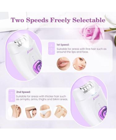 Facial Epilator for Women with 2 Speeds - Cordless 2-in-1 Epilator and Shaver with LED Light in Purple - Ideal for Face, Body, Armpit, Bikini, and Leg Hair Removal - Buy Online on GoSupps.com