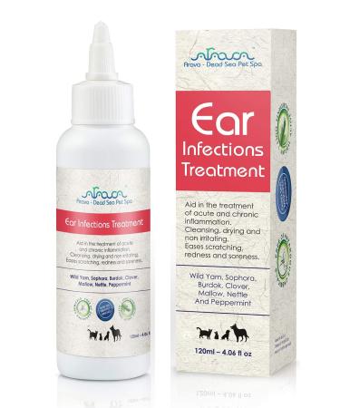 Arava Dog Ear Infection Treatment - First Aid in Acute & Chronic Inflammations - Anti Itch Effective Ear Cleaner - Pet Otic Ear Care Solution