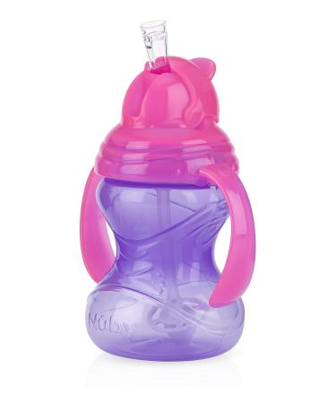 Nuby No-Spill Flip N' Sip Clik-It Cup with 360 Straw 8oz - Multicolor - Buy Online on GoSupps.com