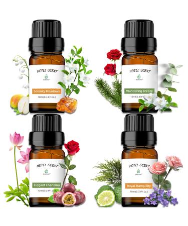 Hotel Scent Essential Oils for Diffusers Wandering Breeze Elegant Charisma Serenity Meadows Royal Tranquility Top 4X 10ML Luxury Hotel Inspired Diffuser Oil Set Inspired by W Hotels Ritz-Carlton Hotels
