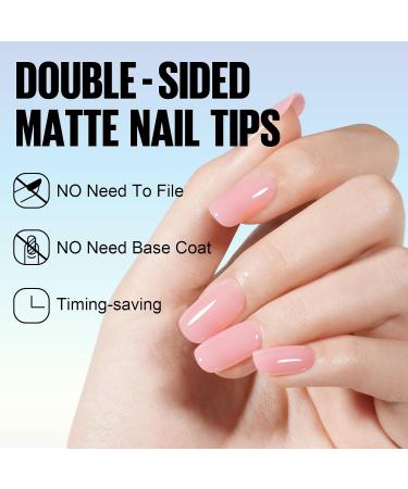 TOMICCA 180PCS Short Square Soft Gel Nails Tips - Matte Finish, 3 in 1 Base Coat, Pre-colored Press On Nail Tips for Nail Art Extensions - Pink - Buy Online on GoSupps.com