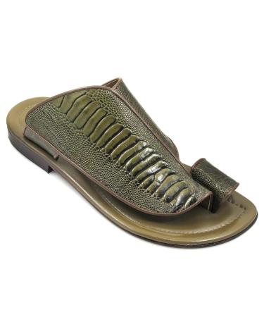 Casual Foot Correction Mens Sandals Vintage PU Comfort Ring Toe Bunion Flat Slippers Dressy Summer Orthopedic Beach Flip Flops for Plantar Fasciitis/Hallux Valgus 9.5 Green