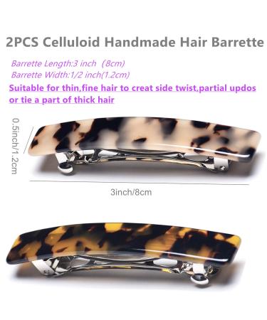 2PCS French Design Tortoise Shell Rectangle Hair Clips for Women - Tokyo Tortoise Ivory - Buy Online on GoSupps.com
