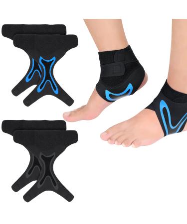 SATINIOR 4 Pcs Ankle Support Brace for Women Men Breathable Ankle Wrap Adjustable Compression Sleeve for Sprained Stabilize Ligament Sports Against Chronic Strain Fatigue (Black, Blue)