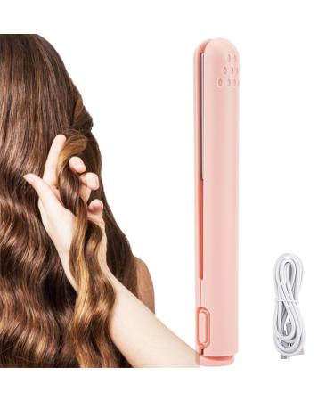Mini Dual Purpose Curling Iron Small Curling Iron for Short Hair Cordless 2-in-1 Mini Curling Wand & Flat Iron Hair Straightener Upgrade Mini Curling Iron (Pink)