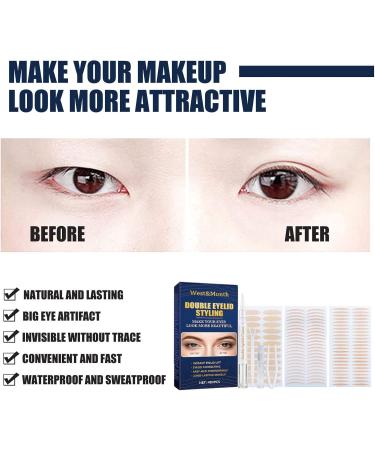 double eyelid sticker with waterproof invisible double eyelid pull strip sticker with fork rod and tweezers suitable for wearing hats sagging uneven and single eyelids - Buy Online on GoSupps.com