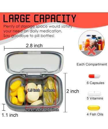 MICARA 3-Pack Small Pill Case | Cute Travel Pill Organizer with 3 Compartments | Portable Medicine & Vitamin Holder | Easy to Open for Supplements - Buy Online on GoSupps.com