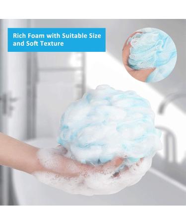 UPMSX SYHZC Bath Sponge Loofah 75g/PCS Set of 4 | Soft Shower Sponge | Exfoliating Body Scrubber for Women and Men | Extra Large Mesh Poufs | Flower Color (Green-Purple-Large) - Buy Online on GoSupps.com