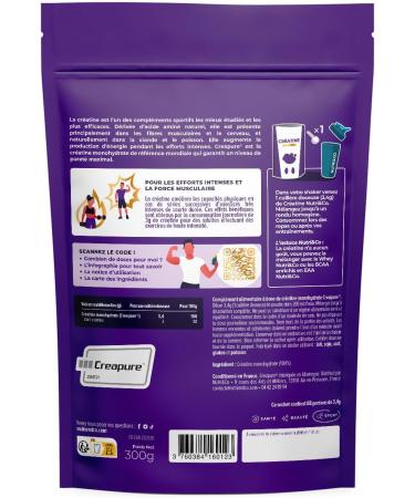 Nutri&Co Creapure 100% Pure Creatine Monohydrate - Strength and Muscle Mass & Intense Strength - Powder 300g Neutral Flavor - 88 Doses of Organic Vegan Creatine - Buy Online on GoSupps.com