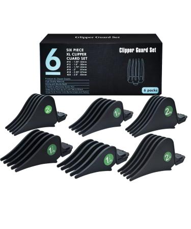 Professional Hair Clipper Combs Guides,1.25 in & 1.5 in & 1.75 in & 2 in & 2.25 in & 2.5 in cut lenght Hair Clipper Combs Guides Fits for most Wahl Clippers Black 6 PSC(large size)