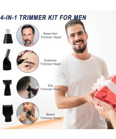 Yuehuam 4 in 1 Men's Grooming Kit - Rechargeable Beard Trimmer Electric Razor & Hair Remover for Eyebrows Ears & Nose - Buy Internationally - Buy Online on GoSupps.com