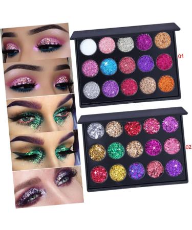 POPETPOP 2pcs 15 Colors Lustre Pearly Eye Matte Pallet Combination Makeup Cosmetic Shadow 1 count (Pack of 1) As Shownx2pcs - Buy Online on GoSupps.com