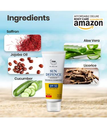 Sun Defence Sunscreen SPF 50 PA++ | Lightweight & Natural Sun Protection Cream | Fast Absorbing | 50g - International Shipping - Buy Online on GoSupps.com