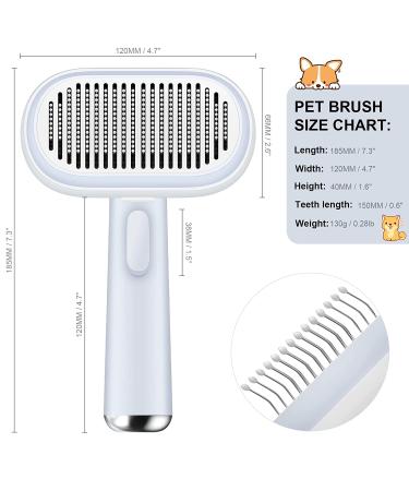 Self Cleaning Cat and Dog Grooming Brush - Gentle Slicker Brush for Long or Short Hair - Blue Pet Massaging Tool - Buy Online on GoSupps.com