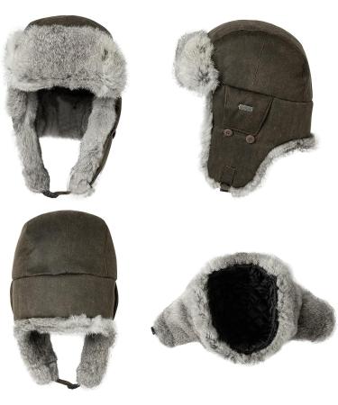 Unisex 100% Rabbit Fur Trapper Ushanka Russian Hat - Windproof Nylon Shell | Army Green - One Size - Buy Online on GoSupps.com