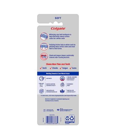 Colgate 360 Optic White Whitening Toothbrush 4 Pack - Adult Soft Toothbrush with Whitening Cups for Whiter Teeth & Fresh Breath - Buy Online on GoSupps.com