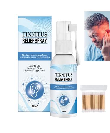 Tinnitus Relief Spray Tinnitus Ear Drops Ear Ringing Relieving Tinnitus Spray Relieves Tinnitus Tinnitus Relief for Ringing Ears Easily Relieve Ear Discomforts 60ml+100 Cotton Swabs
