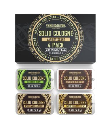 Viking Revolution 4 Pack Mens Colognes - 0.5 Oz Solid Perfume with Spiced Vanilla Sweet Tobacco Majestic Oud Bergamot - Travel Wax Balm Cologne Vanilla/Tobacco/Oud/Bergamot 0.5 Ounce (Pack of 4) - Buy Online on GoSupps.com