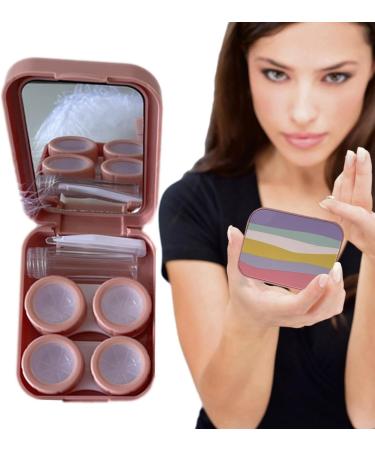 Pratvider Portable Contact Lens Travel Case - Soft Storage Box with Mirror Tweezers & Solution Bottle - Outdoor Pink - Buy Online on GoSupps.com