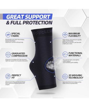 2 Pack Ankle Support for Sprained Ankle Plantar Fasciitis Relief Achilles Tendonitis Support Ankle brace Support for Men & Women Ankle Compression Socks Support for Ligament Damage Sports L Black - Buy Online on GoSupps.com