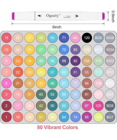 Ogeely Alcohol Markers 82 Color Dual Tip Permanent Art Markers with Case, Bullet Nib & Chisel Tip for Kids & Adults - Ideal for Sketching, Illustrations, and Design Drawing - Buy Online on GoSupps.com