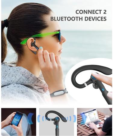 Bluetooth Headset with ENC Mic | Trucker Wireless Headset 55Hrs Playtime | Bluetooth 5.3 Hands-Free Calling | Voice Announce | Charging Case | Driving/Business | Upgrade Version - Black - Buy Online on GoSupps.com