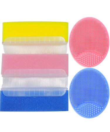 Baby Bath Brush, Cradle Cap Brush, Baby Bath Sponge Brush, Baby Care Essential for Dry Skin, Cradle Cap (Blue&Pink&Yellow)
