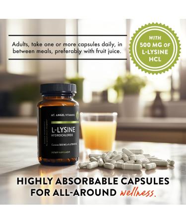 Mt. Angel Vitamins - Premium L-Lysine 500mg Capsules Vegan-Friendly Essential Amino Acid Supports Immune System & Collagen Formation Non-GMO 60 Capsules 60 Count (Pack of 1) - Buy Online on GoSupps.com