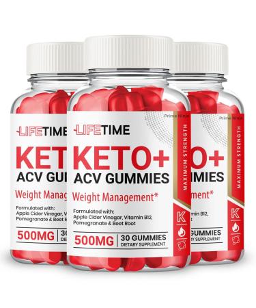 Lifetime Keto ACV Gummies Original Powerful Formula Maximum Strength Vitamin B12 Beet Root and Pomegranate (3 Pack)