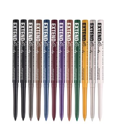 Eyeliner pencil set gel eyeliners - 12 colors waterproof eyeshadow pencils - long-lasting gel pens smudge-proof cosmetics for makeup