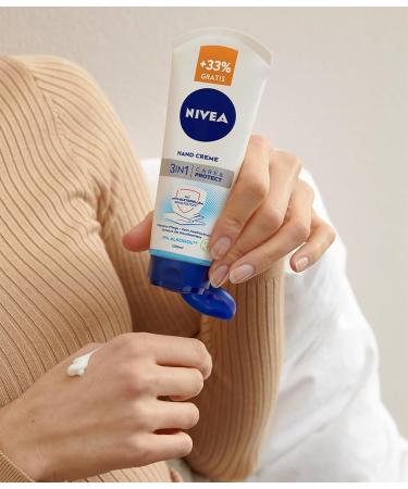 Nivea 3in1 Care & Protect Hand Cream - Intensive Jojoba Oil Formula for Normal to Dry Hands | Anti-Bacterial Moisturizer (100 ml) - Shop Internationally - Buy Online on GoSupps.com
