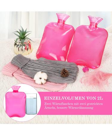 Cozy 2L Heat Bottle with Soft Cover - Leak-Proof Hot Water Bottle for Winter Nights | Ideal Heating Gift for Adults & Children - Blue & Gray (Red) - Buy Online on GoSupps.com