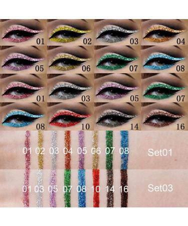 8 Colors Liquid Glitter Eyeliner Set - Metallic Sparkly Colorful Glitter Gel Eyeliner Pen Pack - Glitters for Eyes - 8 Count - Buy Online on GoSupps.com
