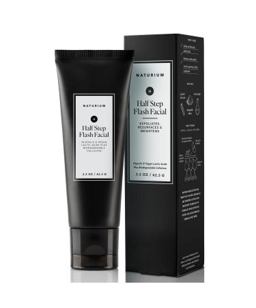 Naturium Half Step Flash Facial Mask  Glycolic & Vegan Lactic Acids Plus Biodegradable Cellulose  Exfoliating Skincare Treatment  2.2 oz
