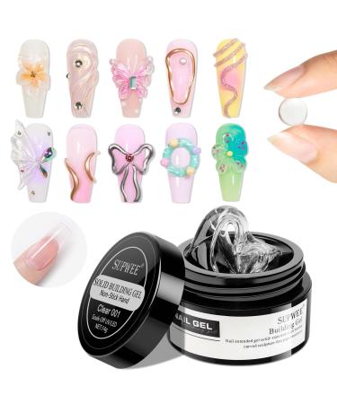 Solid Builder Gel for Nails - 3D Nail Art Gel Clear Non-Stick Hand Hard Gel for Carving Patterns Decoration Nail Art Emboss Nail Extension Gel for Nails Mnicure DIY at Home 14g(0.49fl oz)
