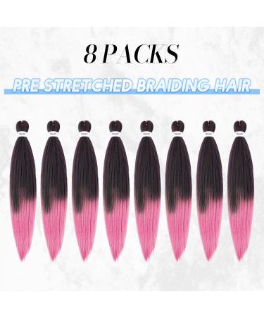 Feshfen Pre Stretched Extension Hair for Braids - 65 cm 8 Pack Yaki Texture Synthetic Hair - Black to Pink Color Options - Buy Online on GoSupps.com