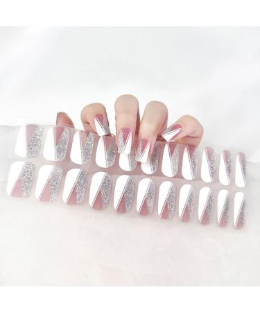 Ceboic 22 pieces half -hardened UV gel nail foils white French nail wraps UV gel strips nail film self -adhesive salon quality glitter nail polish strips for women girls nail decoration - Buy Online on GoSupps.com