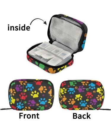 Travel Pill Organizer | Small 7 Day Pill Box | Weekly Vitamin Medicine Holder | Cute Colorful Paw Print Design - Buy Online on GoSupps.com