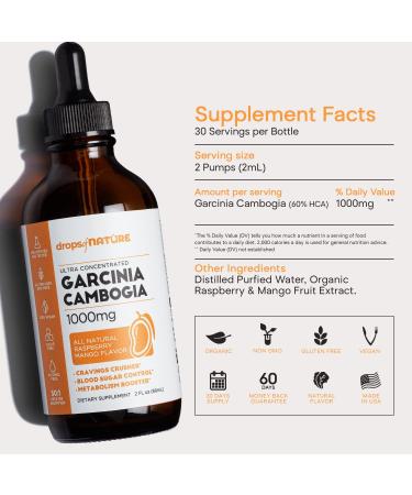 Ultra Concentrated Garcinia Cambogia Liquid - 60% HCA Appetite Suppressant for Weight Loss - Natural Raspberry Mango Flavor - 2 fl. oz - Buy Online on GoSupps.com